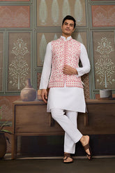 Pink Koti with White Kurta